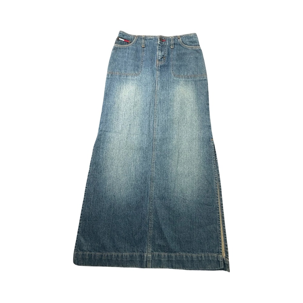 Tommy Jeans Denim Maxi Skirt Womens 5 Blue 30x37 Straight Cotton Vintage